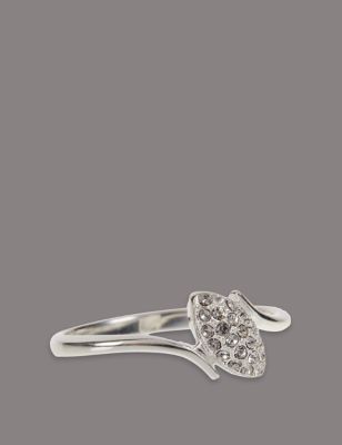 Sterling Silver Diamant&eacute; Angle Pave Ring